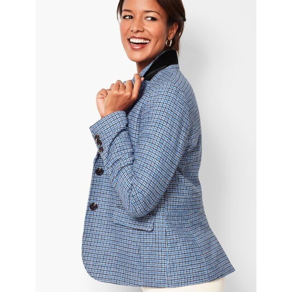 Talbots Shetland Aberdeen Blazer Tattersall Plaid Houndstooth Plus Size 20 P - Picture 3 of 11